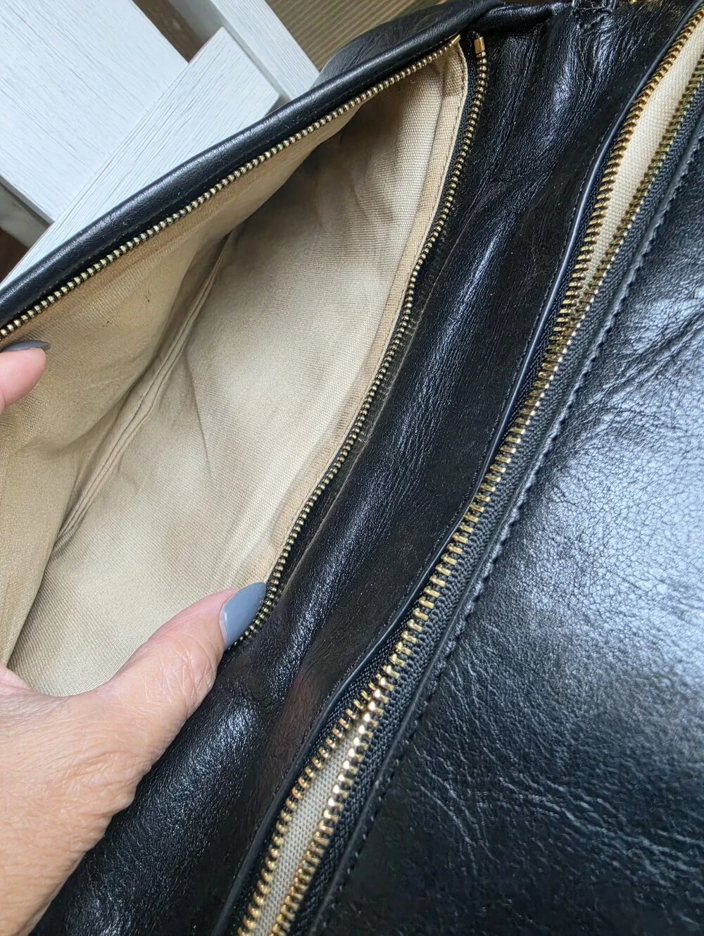Tory Burch Black Leather Logo Chain Clutch